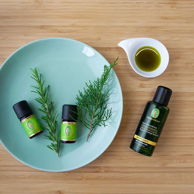 Ingredients and utensils for Soothing Menstrual Cycle Oil