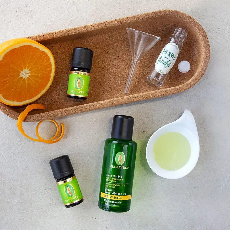 Ingredients and utensils for Roll-On "Mental Strength"