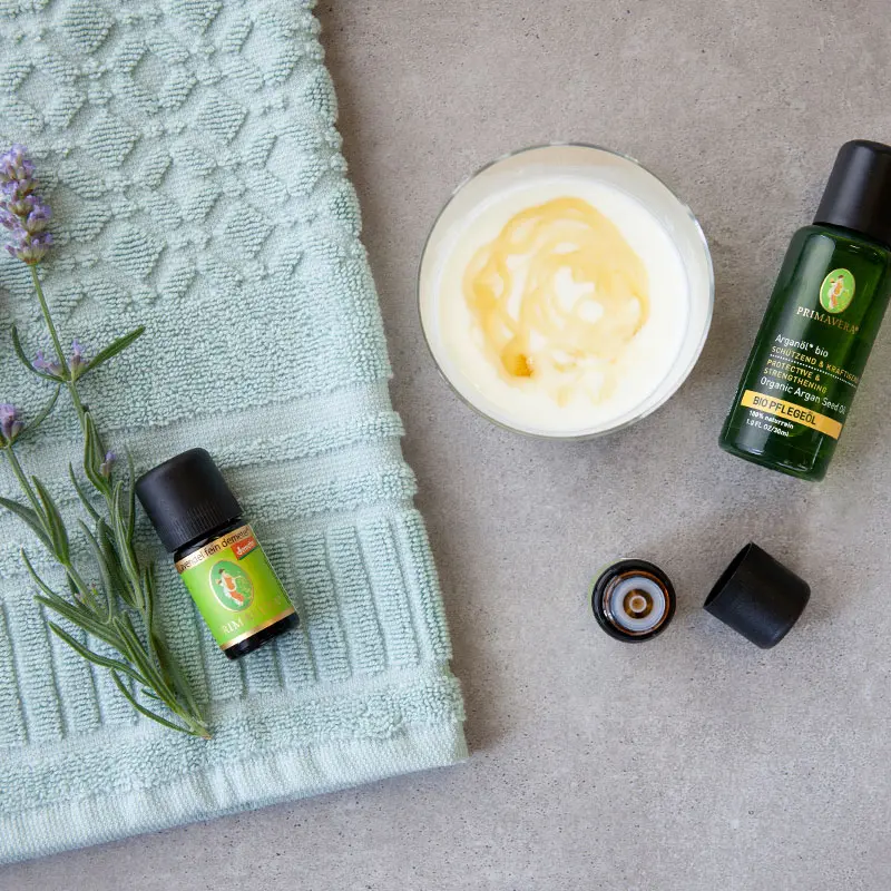 Preparing Relaxing hair treatment with argan oil