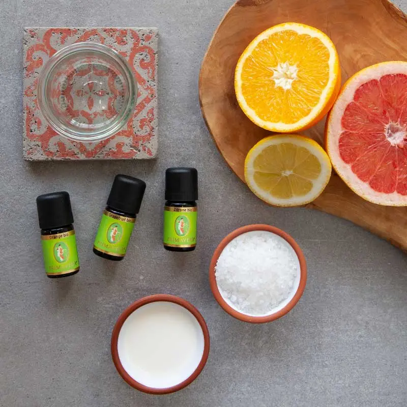 Ingredients and utensils for Refreshing Foot Bath